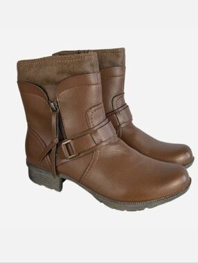 Clarks Riddle Avant Moto Ankle Boot Brown Tan Leather Size 8